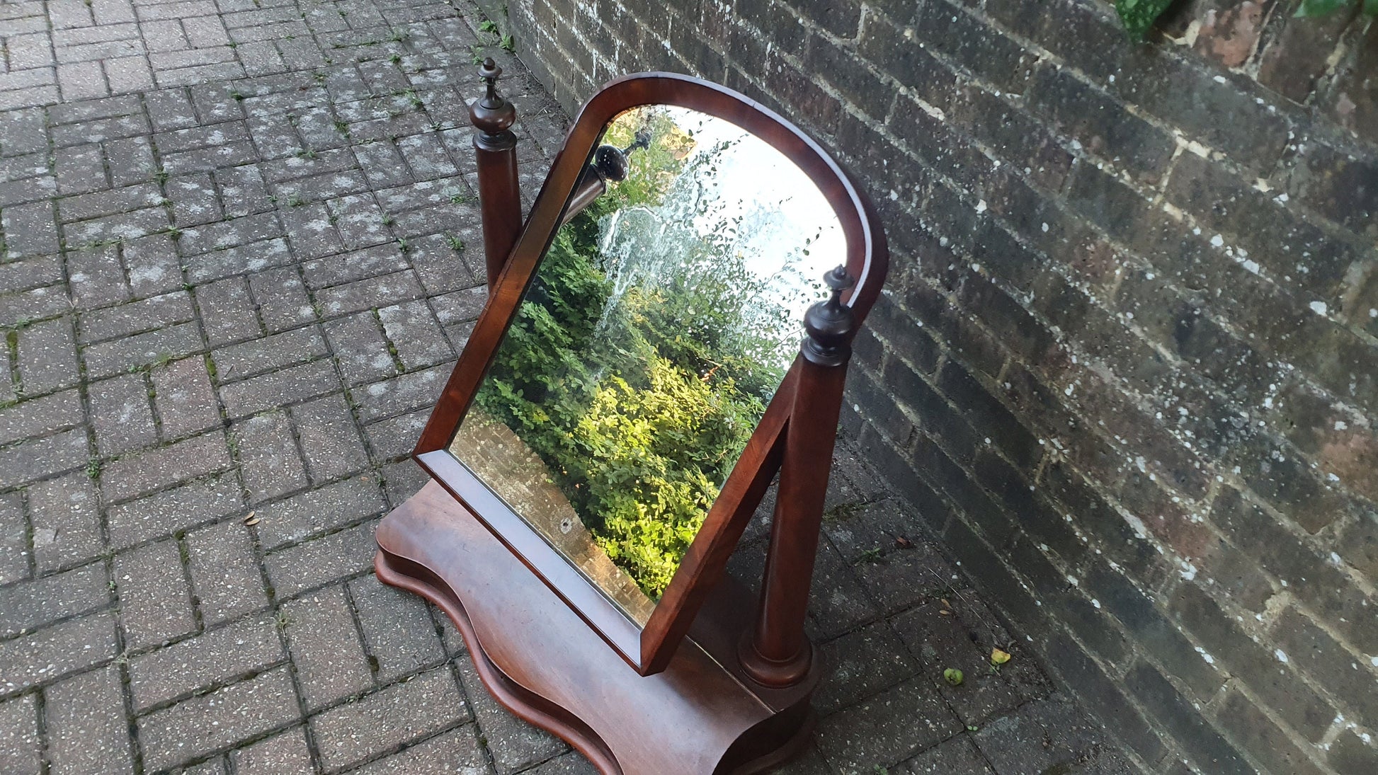 Huge Stunning Victorian Swig Dressing Table Mirror with Trinket Compartment. High Society. 80 cm tall