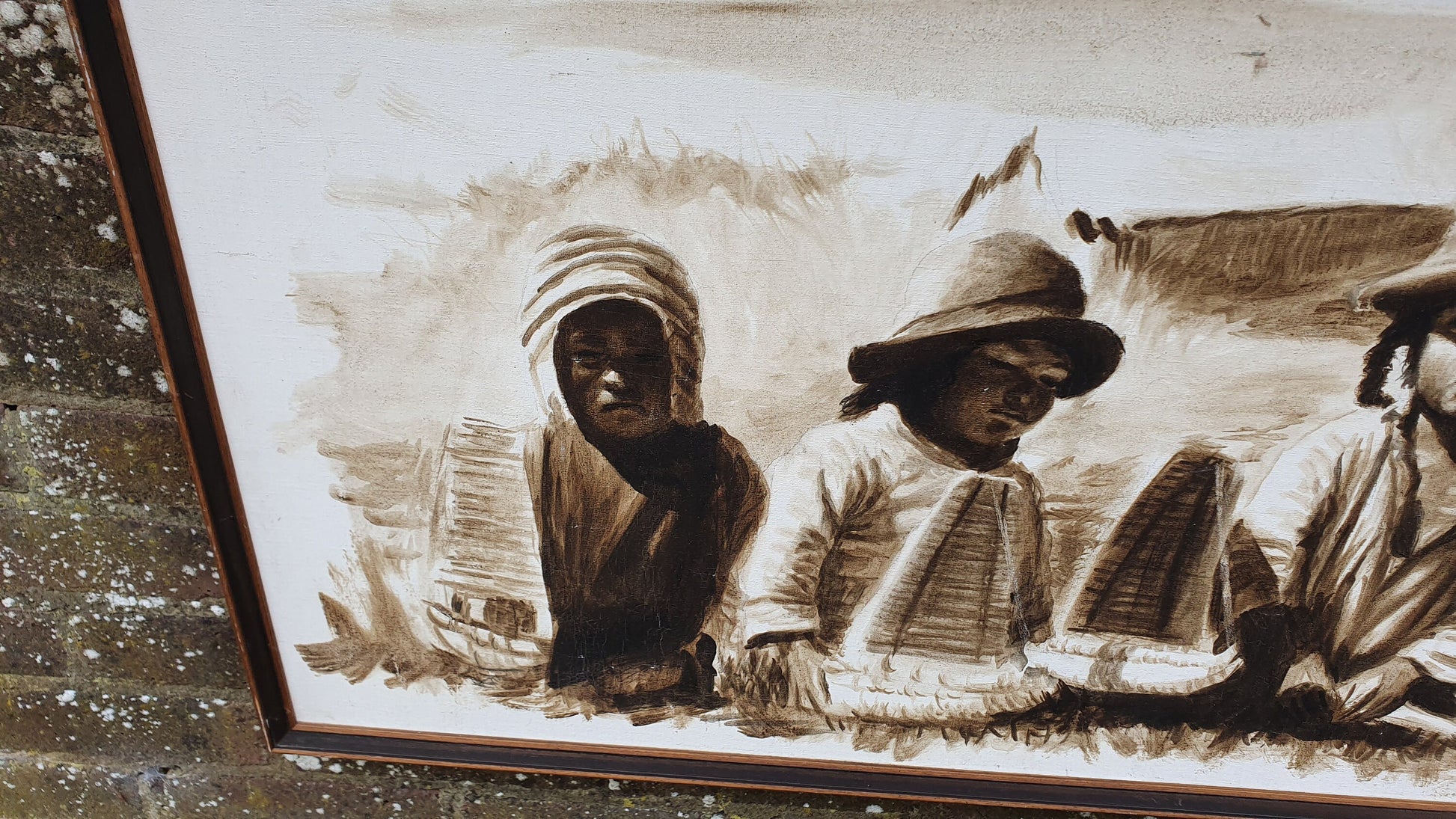 Magnificent original artwork by Ludena - Peruvian South American children's portrait. Acrylic or Watercolour