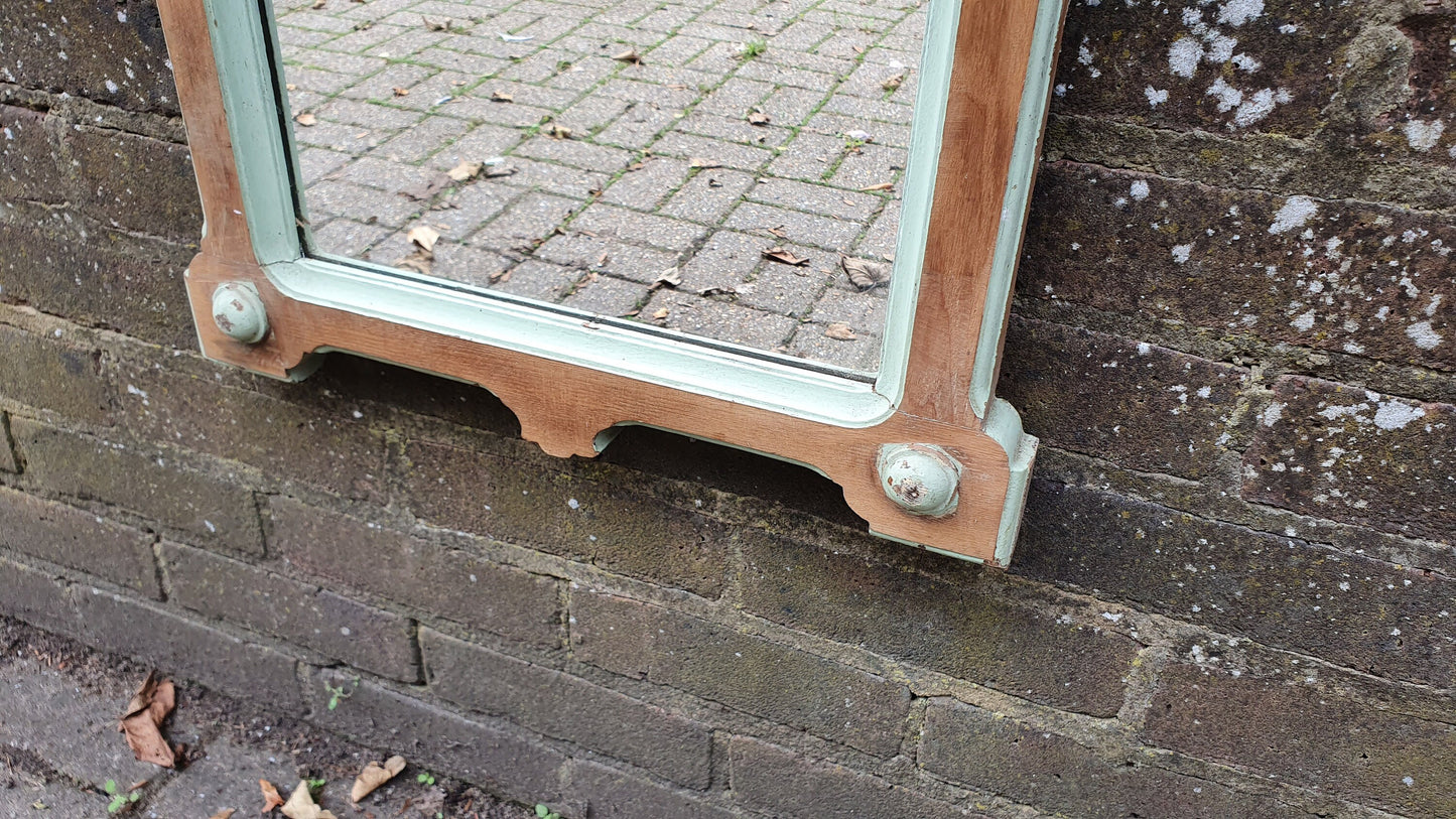 Vintage Ash Part Painted and Wood c1900 Mirror Green.