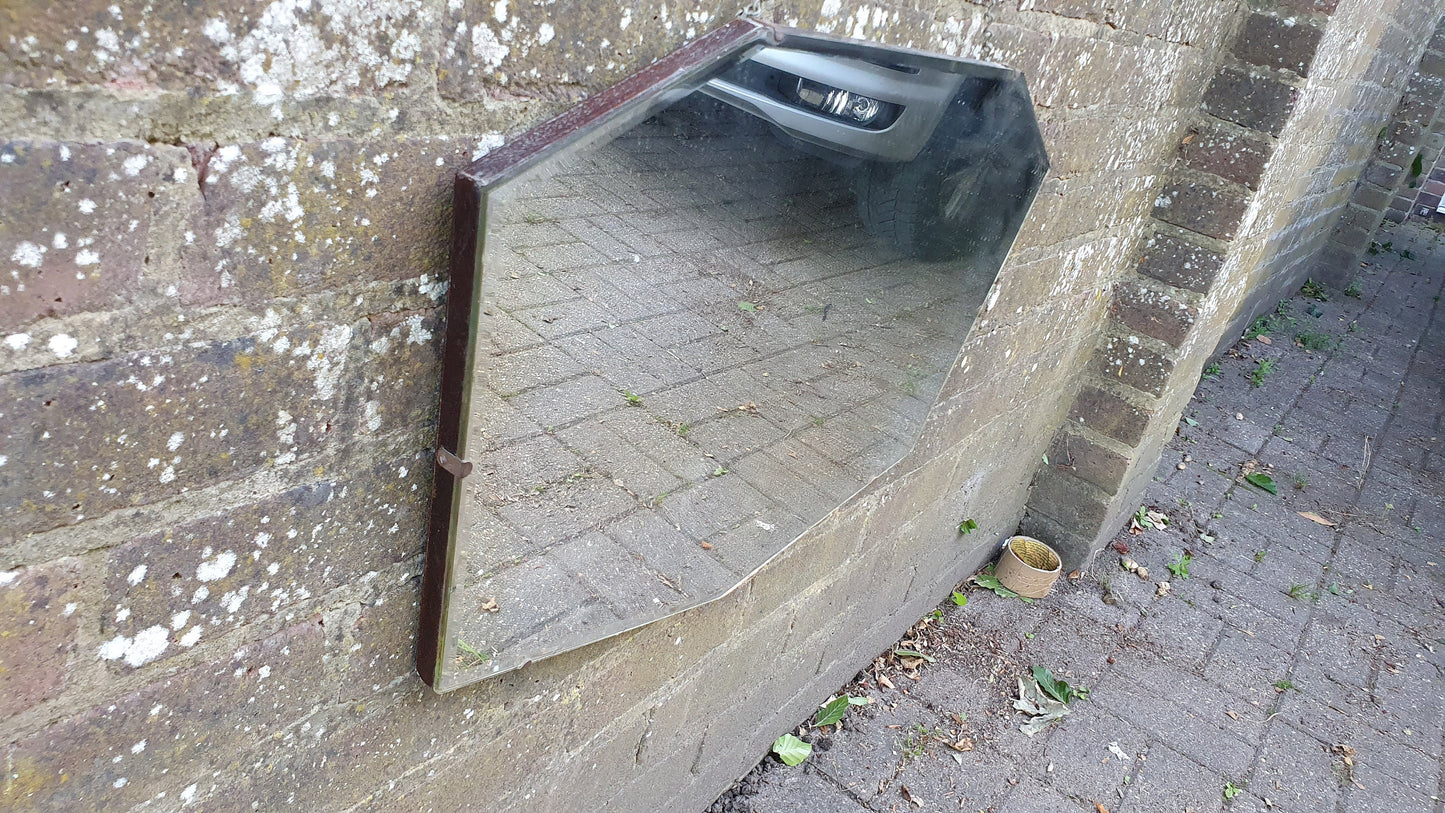 Vintage Retro 1930’s Frameless Mirror Wall Decor Art Deco Shape