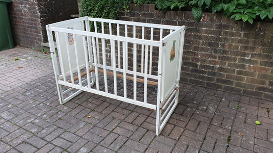 Vintage Mid-20th Century Painted Cot Drop Down Side Shop Display Film Theater Prop