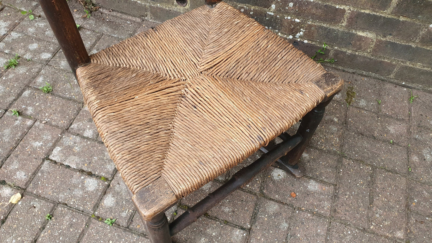 Vintage Rush Seated Wooden and Rocking Chair Elm