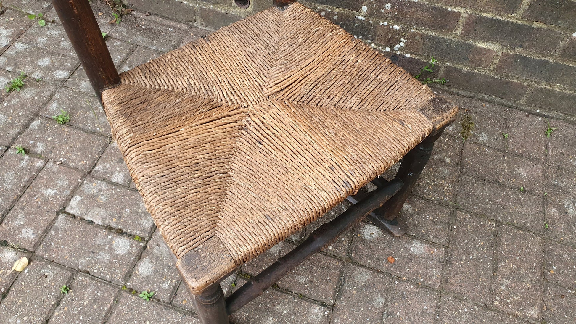 Vintage Rush Seated Wooden and Rocking Chair Elm