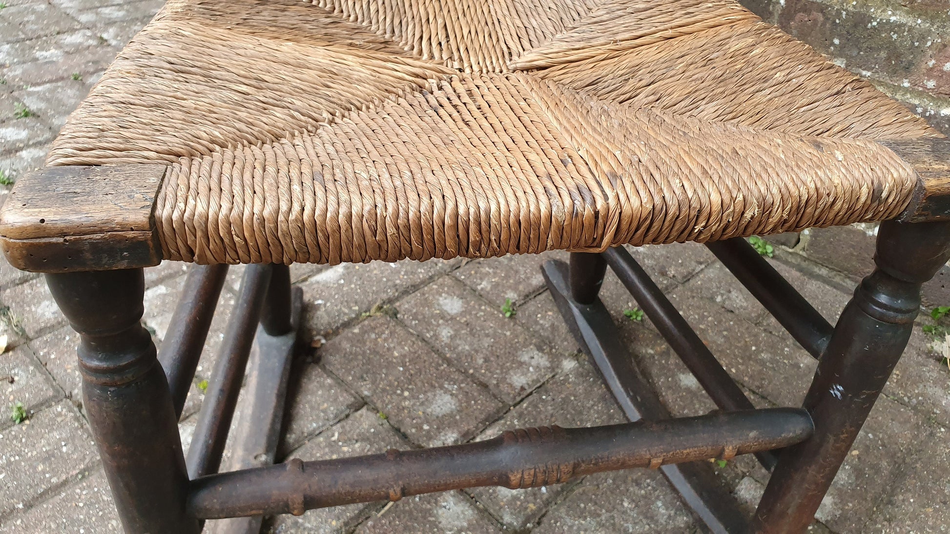 Vintage Rush Seated Wooden and Rocking Chair Elm