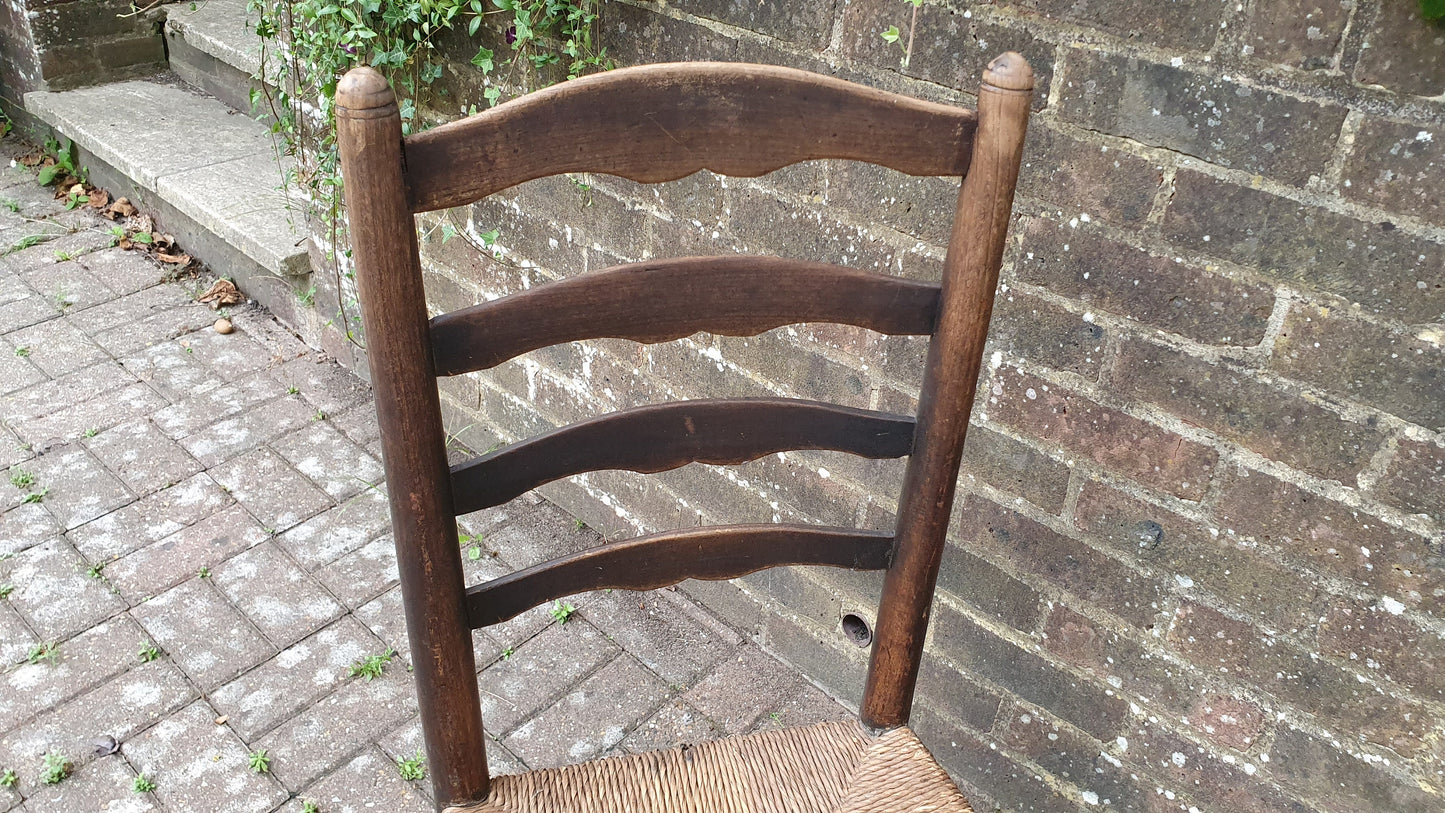 Vintage Rush Seated Wooden and Rocking Chair Elm