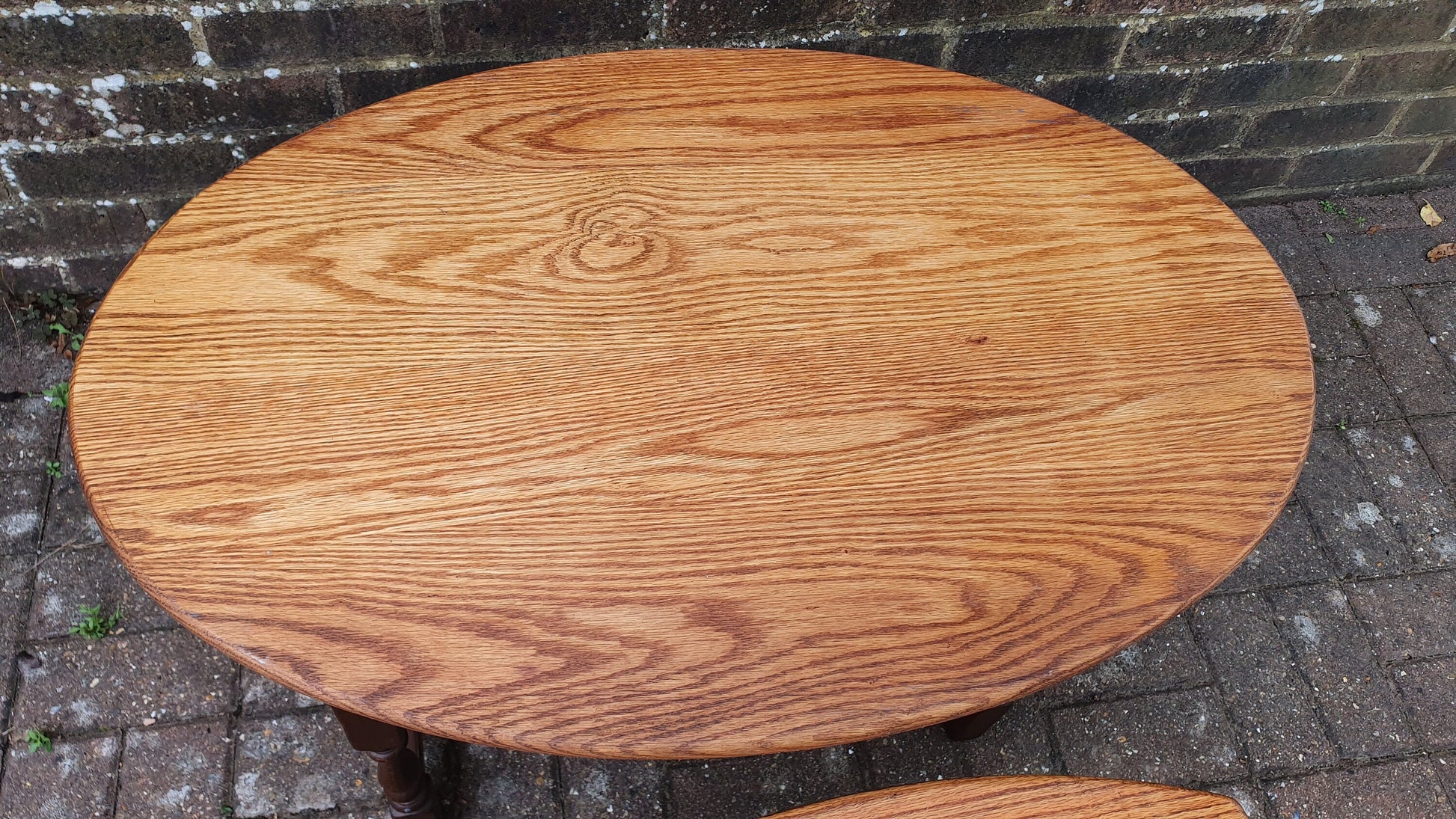 Set Nest of Solid Oak Coffee Tables Occasional Table Stripped Tops ‘Wood Bros Herts’ ‘Old Charm’
