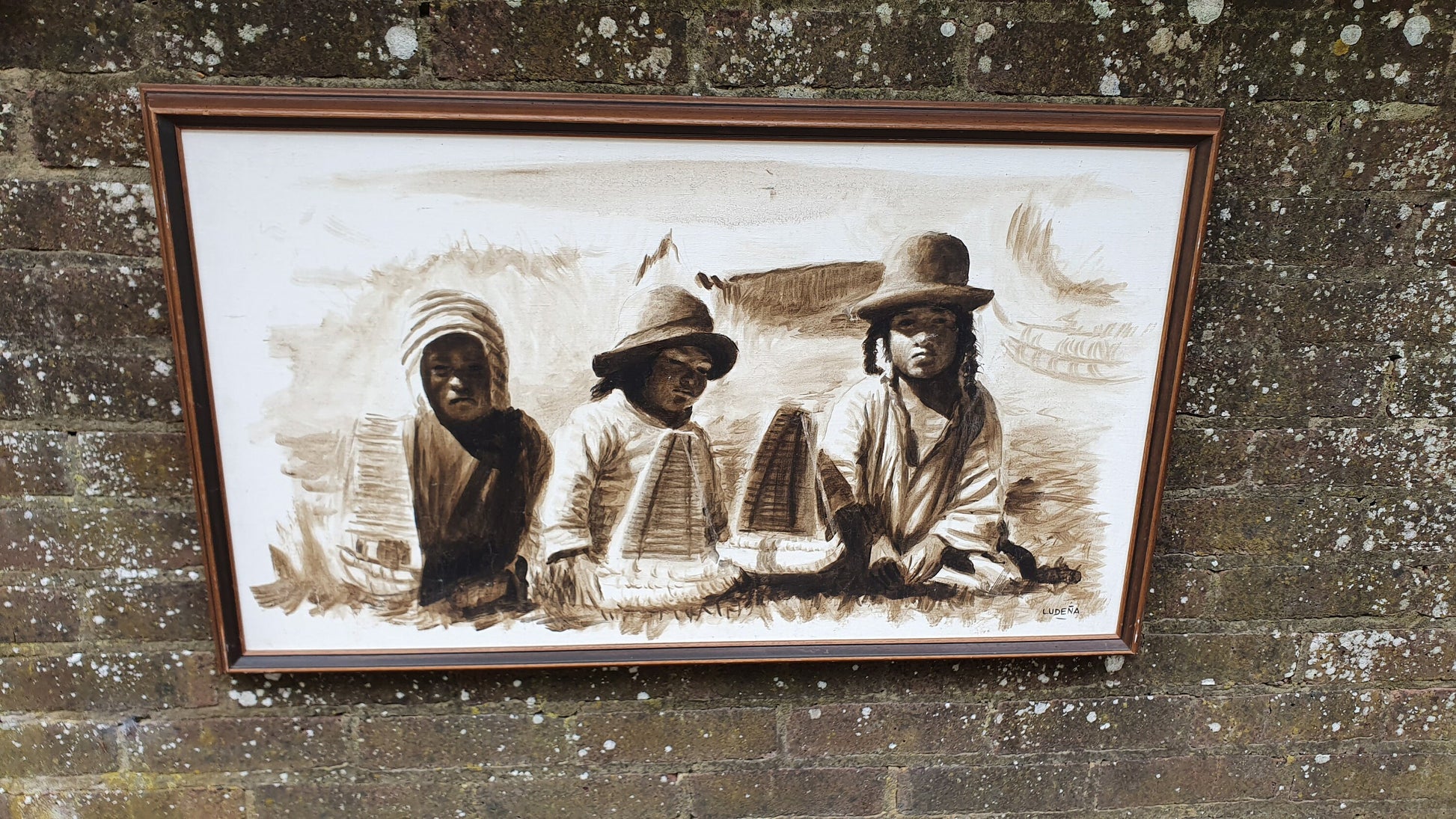 Magnificent original artwork by Ludena - Peruvian South American children's portrait. Acrylic or Watercolour