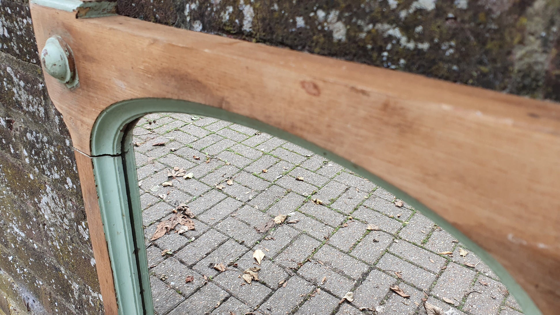 Vintage Ash Part Painted and Wood c1900 Mirror Green.