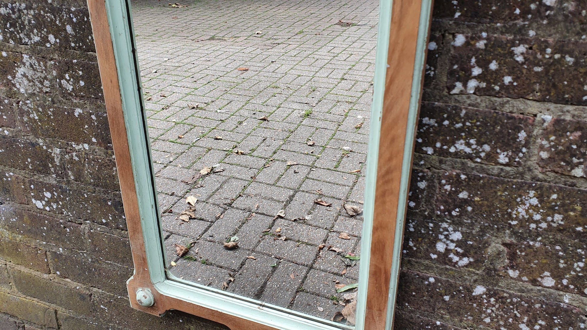 Vintage Ash Part Painted and Wood c1900 Mirror Green.