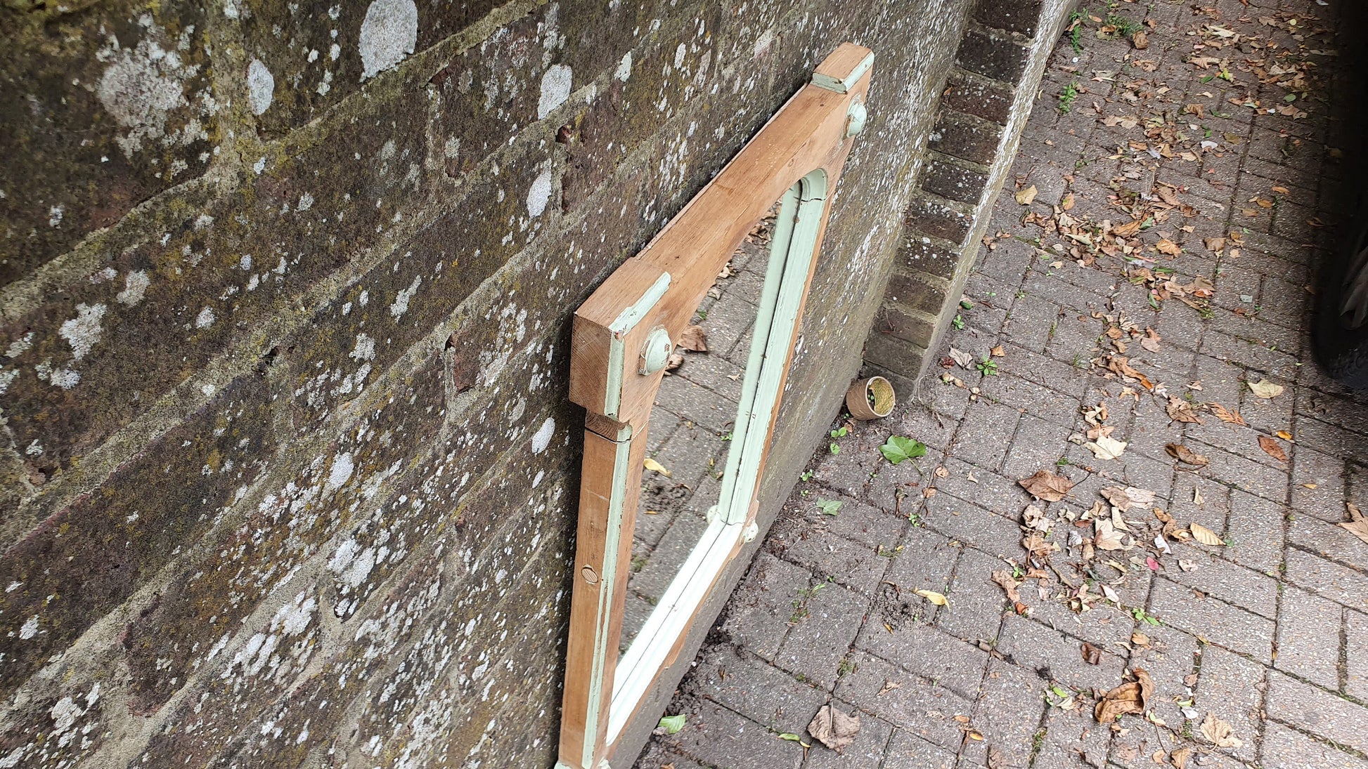 Vintage Ash Part Painted and Wood c1900 Mirror Green.