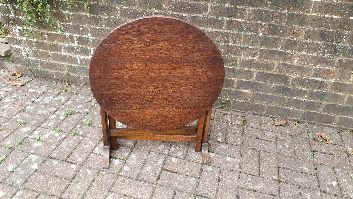 Vintage Fold up Folding Oak Coffee Table Fire Screen