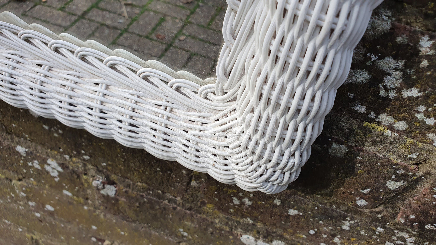 Arch Vintage Painted Wicker Wall Mirror in Farrow and Ball Wimborne White