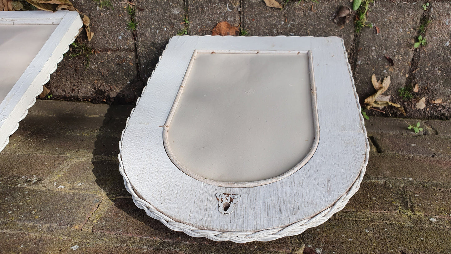 Arch Vintage Painted Wicker Wall Mirror in Farrow and Ball Wimborne White