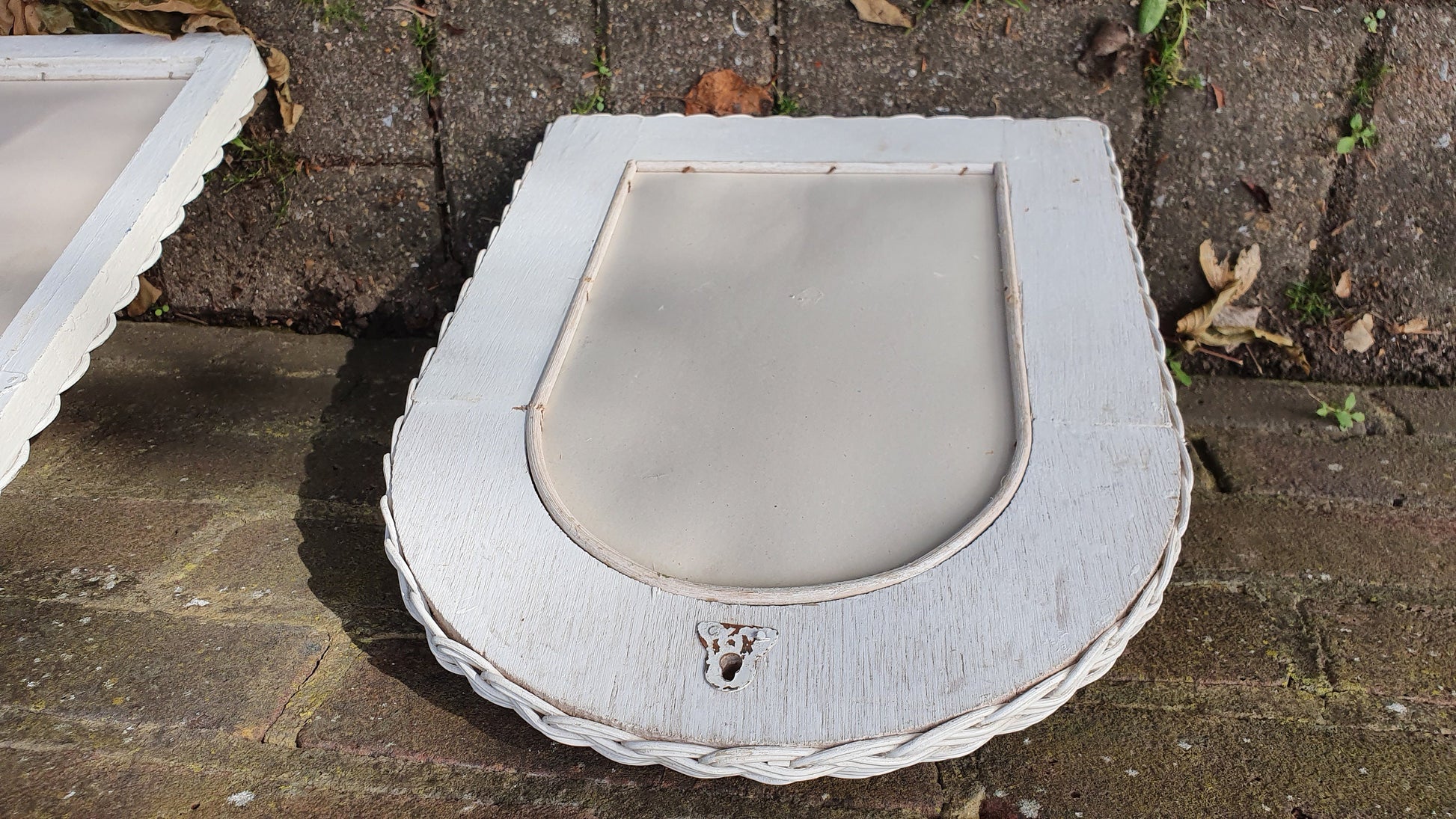 Arch Vintage Painted Wicker Wall Mirror in Farrow and Ball Wimborne White