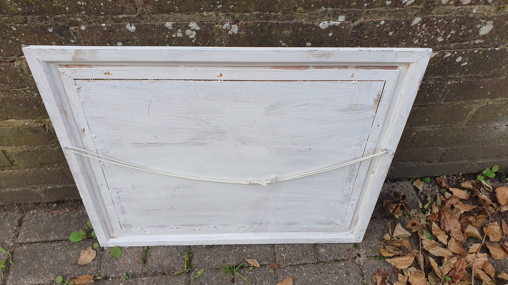 Vintage Painted Wall Mirror in Farrow and Ball Wimborne White Bespoke Hand Painted 63 x 53 cm Rectangle