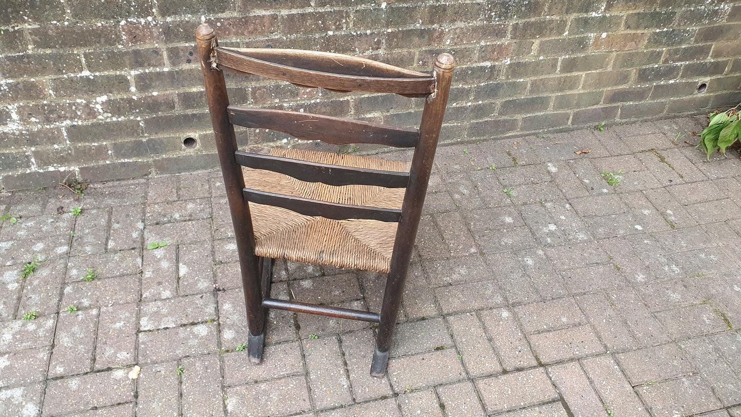 Vintage Rush Seated Wooden and Rocking Chair Elm
