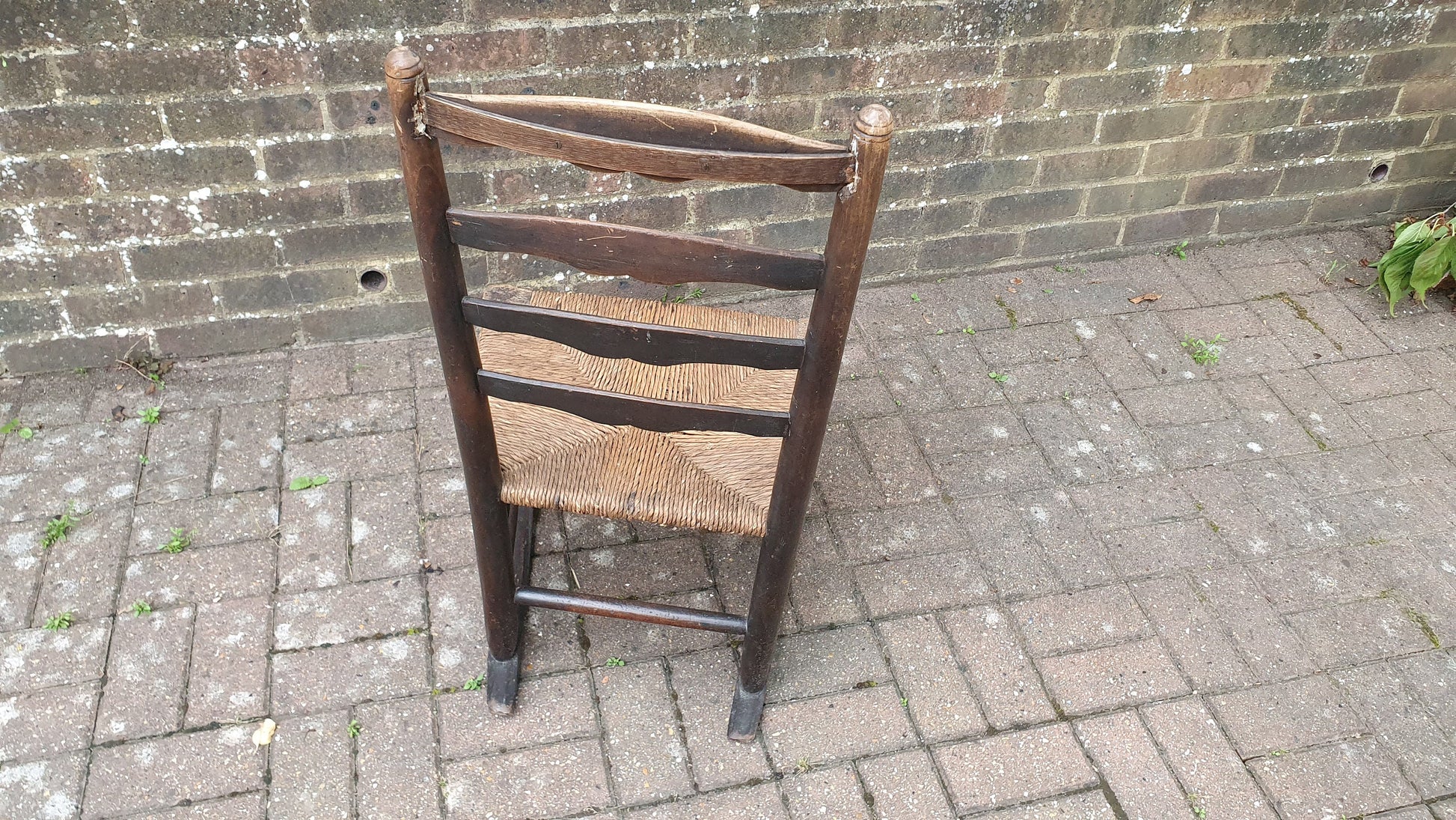 Vintage Rush Seated Wooden and Rocking Chair Elm