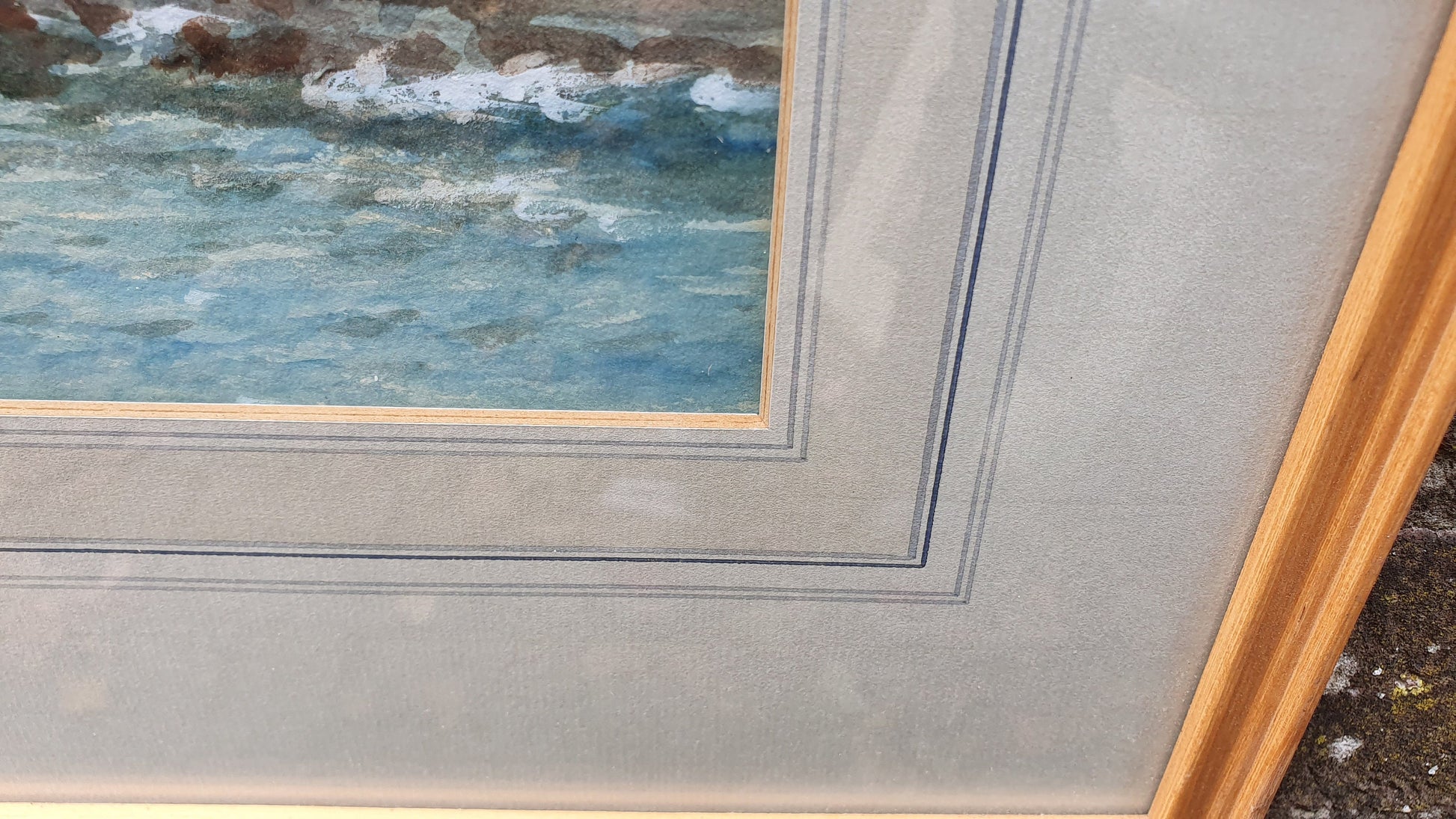 Large Vintage Original Watercolour Rocks and Waves Seascape Seagulls Climb From The Waves by S Trevor Air B’n’B Decor