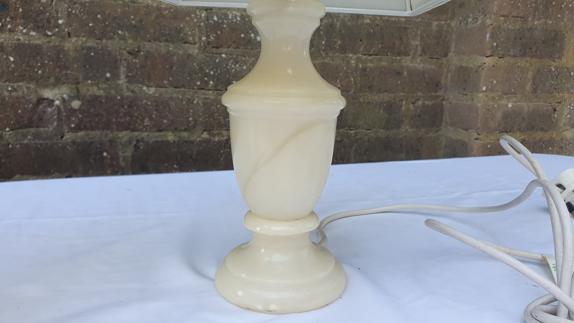 Pair of Onyx Bedside Lamps and Shades Working.