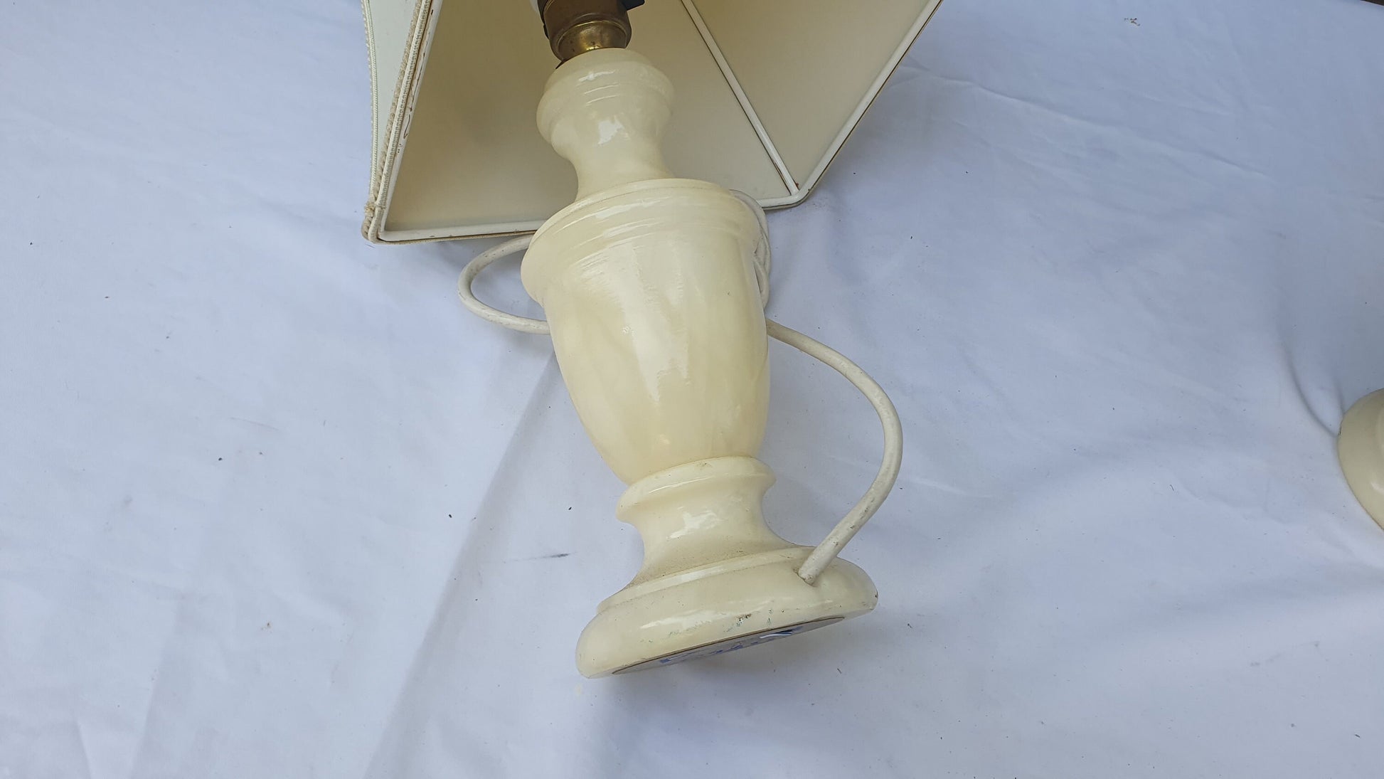 Pair of Onyx Bedside Lamps and Shades Working.