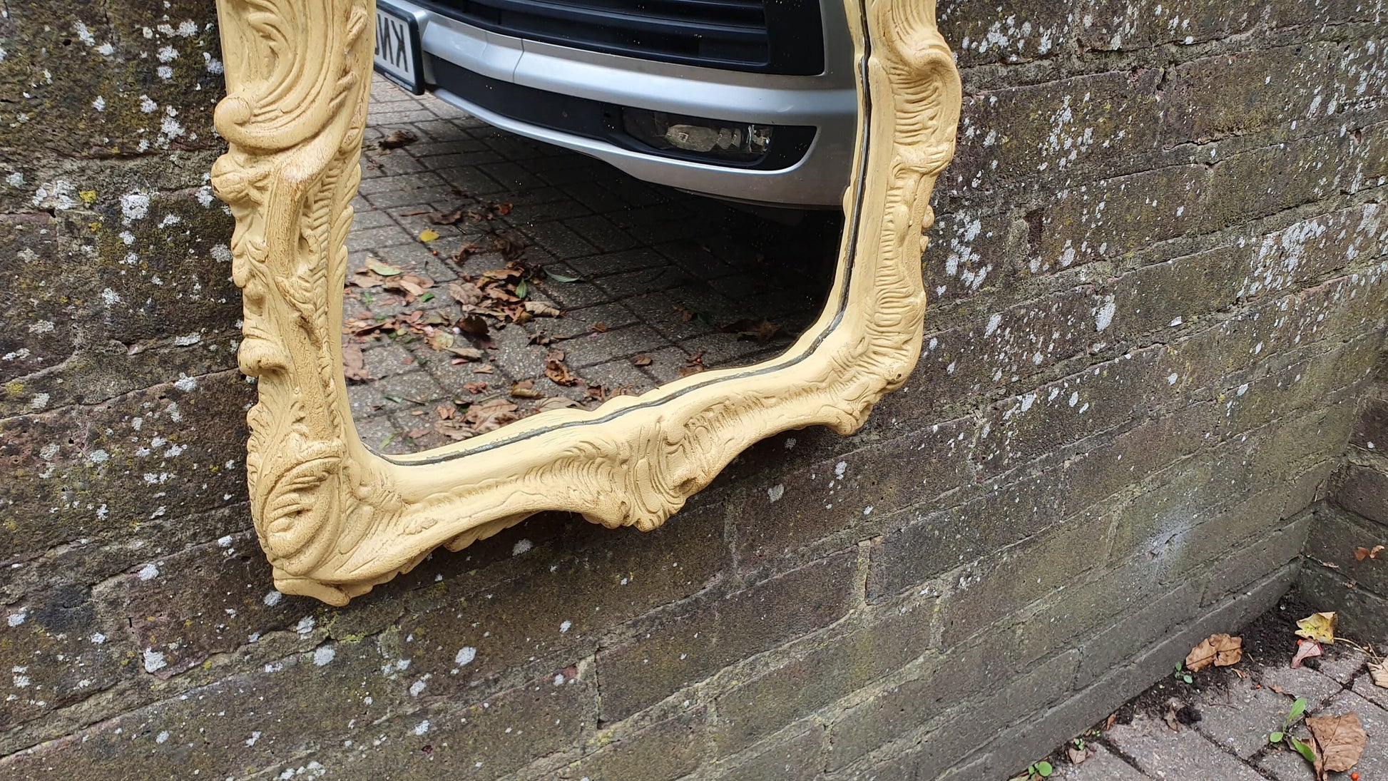 Mirror Ornate Plaster and Wire Deep Cream Decorative Wall Mirror Vintage Retro 70’s