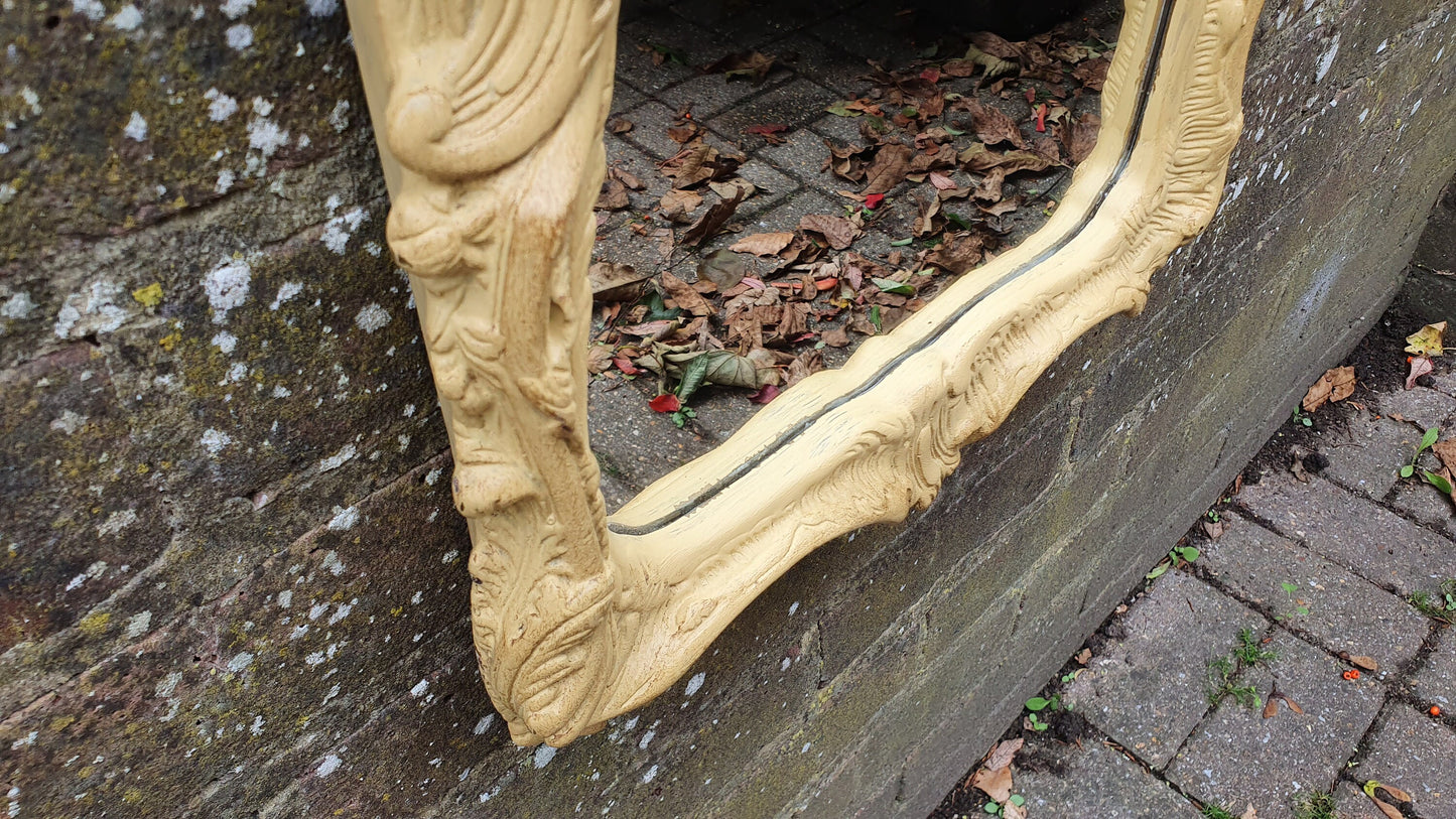 Mirror Ornate Plaster and Wire Deep Cream Decorative Wall Mirror Vintage Retro 70’s