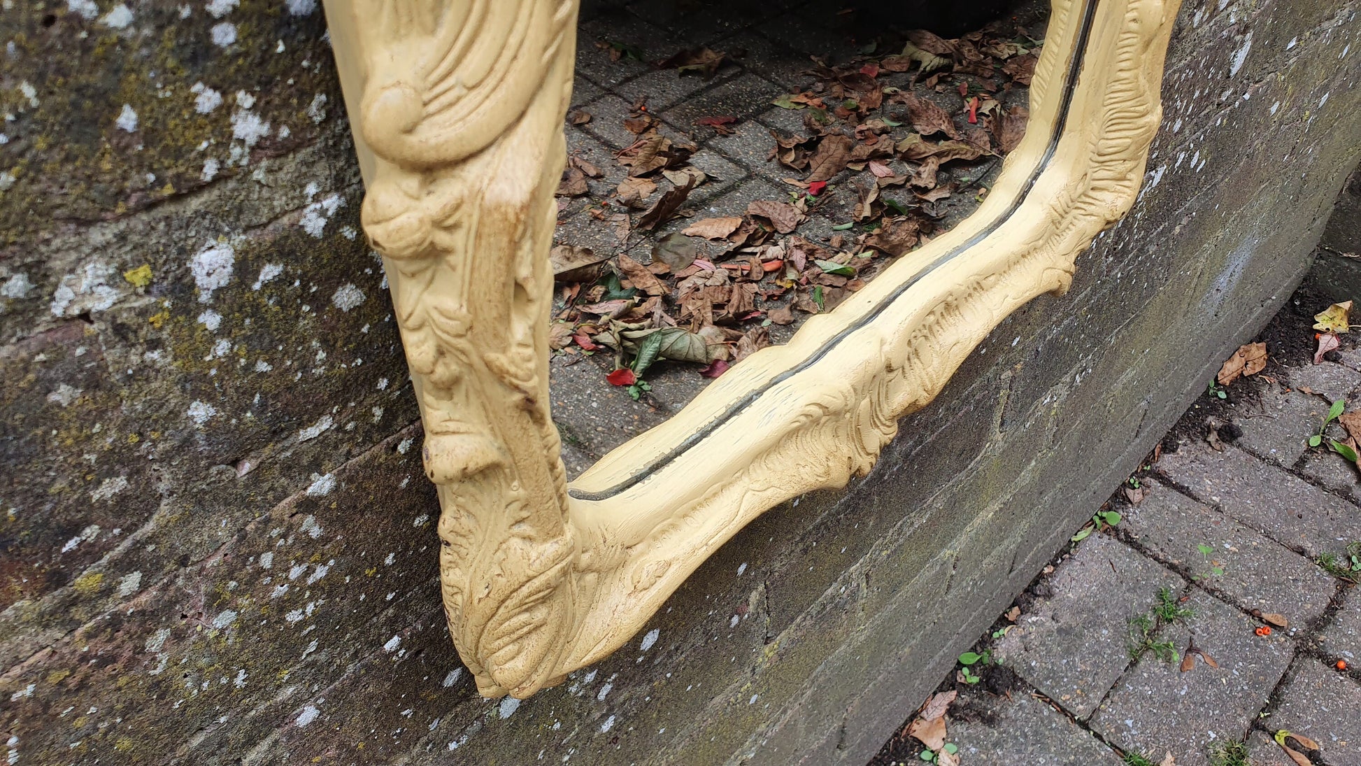 Mirror Ornate Plaster and Wire Deep Cream Decorative Wall Mirror Vintage Retro 70’s
