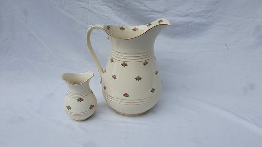 Vintage Floral Ewer Large Water Jug and Toothbrush Holder From Jug and Basin Set. Vase. Falcon Ware.