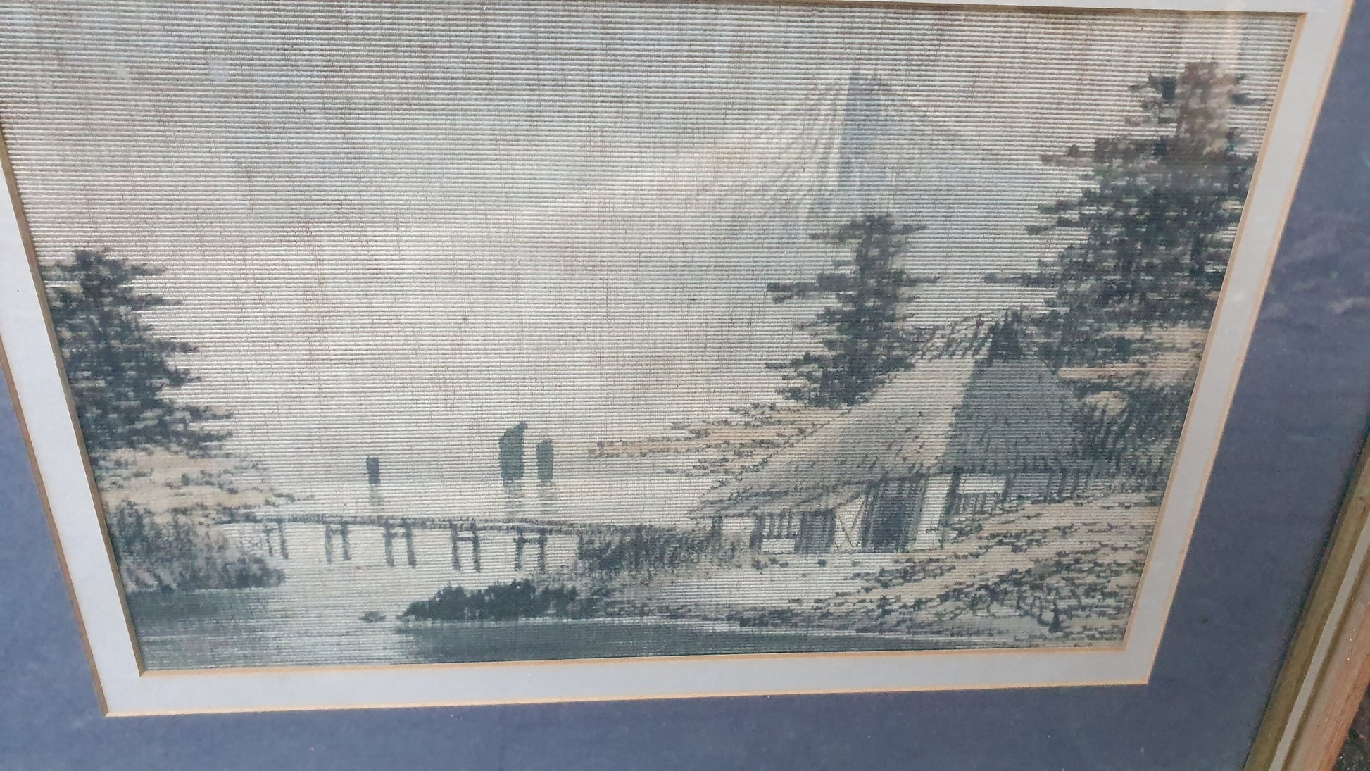 Set of 3 wonderful, subtle Japanese (Mount Fuji) original paintings on linen/material