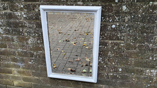 Vintage Painted Decorated Bevelled and Inner Bevels Mirror in Farrow and Ball ‘Blackened’ 70 x 50 cm