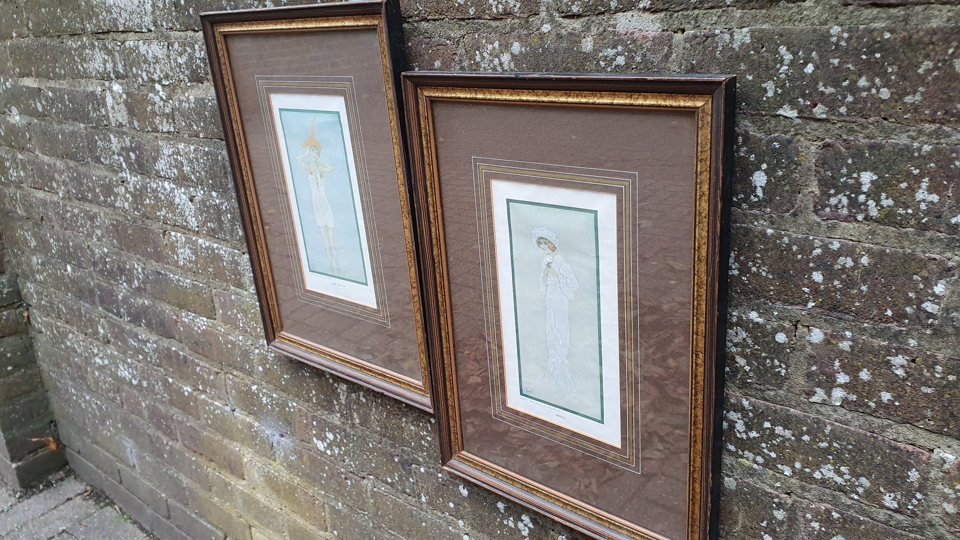 Pair of ‘Sketch’ Fashion Prints in Sumptuous Picture Frames ‘Merci’ ‘Miss Red Cap’