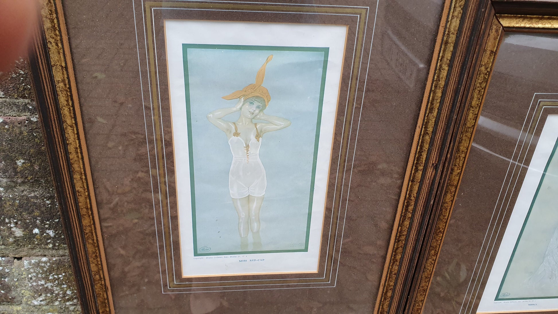 Pair of ‘Sketch’ Fashion Prints in Sumptuous Picture Frames ‘Merci’ ‘Miss Red Cap’