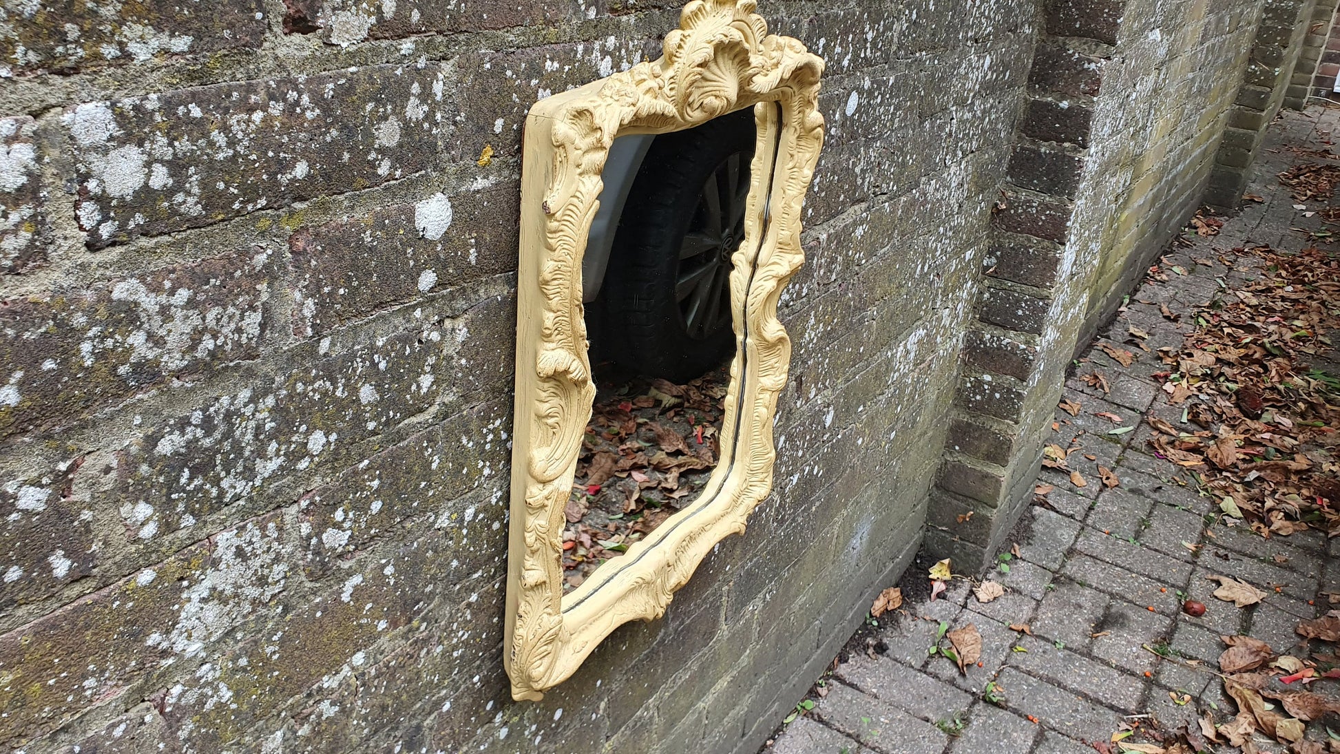 Mirror Ornate Plaster and Wire Deep Cream Decorative Wall Mirror Vintage Retro 70’s