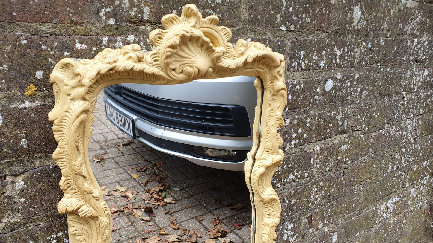 Mirror Ornate Plaster and Wire Deep Cream Decorative Wall Mirror Vintage Retro 70’s