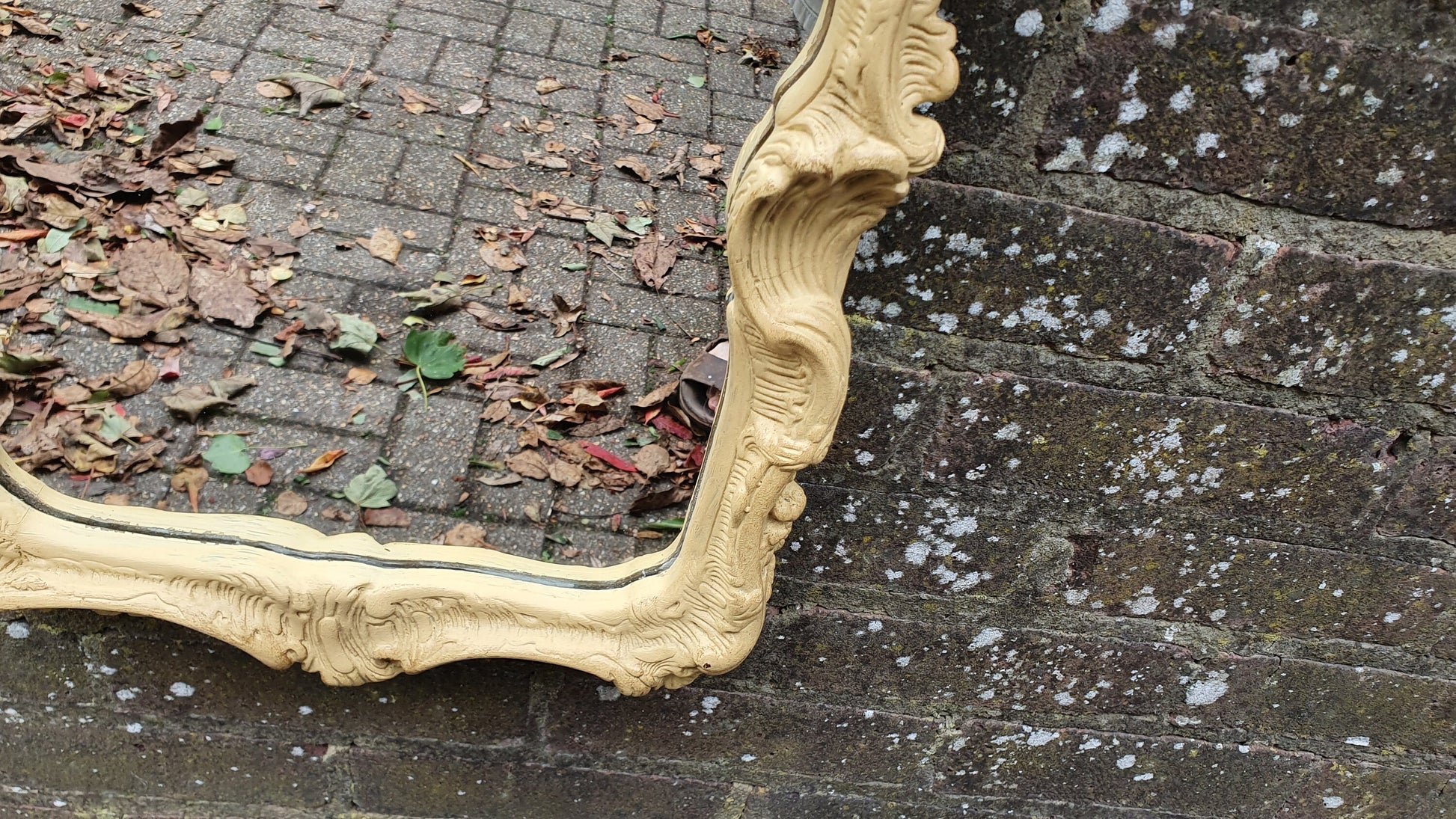 Mirror Ornate Plaster and Wire Deep Cream Decorative Wall Mirror Vintage Retro 70’s