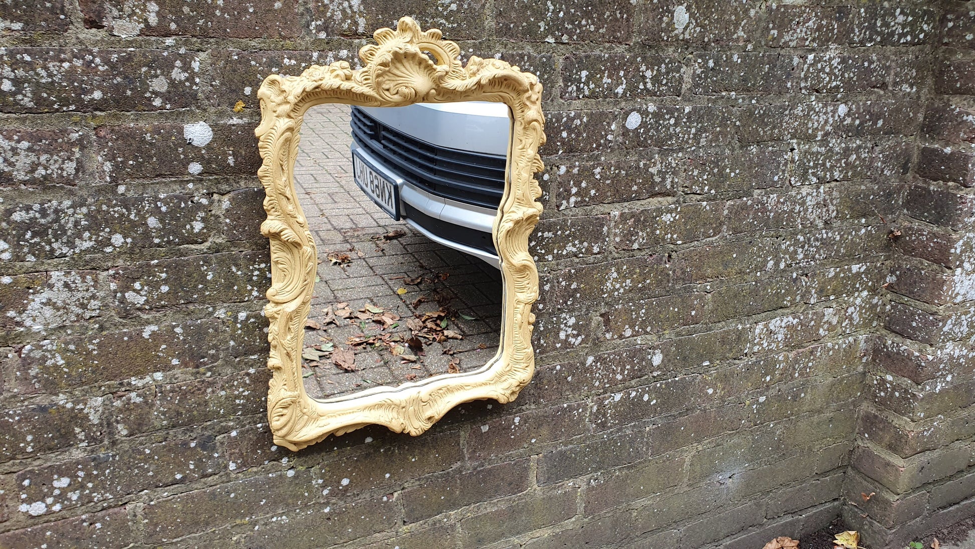 Mirror Ornate Plaster and Wire Deep Cream Decorative Wall Mirror Vintage Retro 70’s