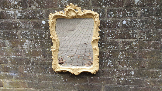 Mirror Ornate Plaster and Wire Deep Cream Decorative Wall Mirror Vintage Retro 70’s