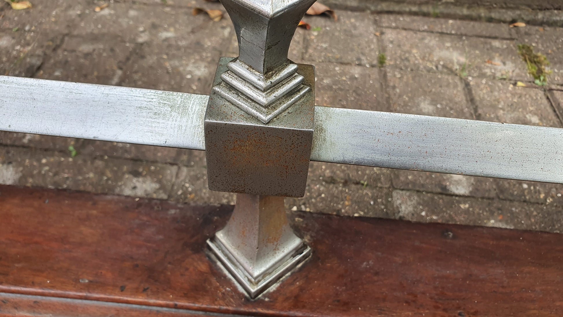 Large Vintage Chrome and Hardwood Fender Mid-European Gothic Arts and Crafts Art Nouveau Deco