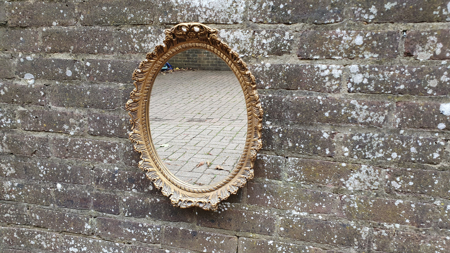 Ornate Plaster and Wire Gold Gilt Decorative Wall Mirror Vintage Retro 70’s