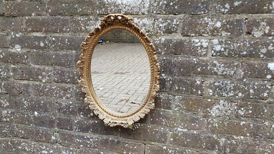 Ornate Plaster and Wire Gold Gilt Decorative Wall Mirror Vintage Retro 70’s