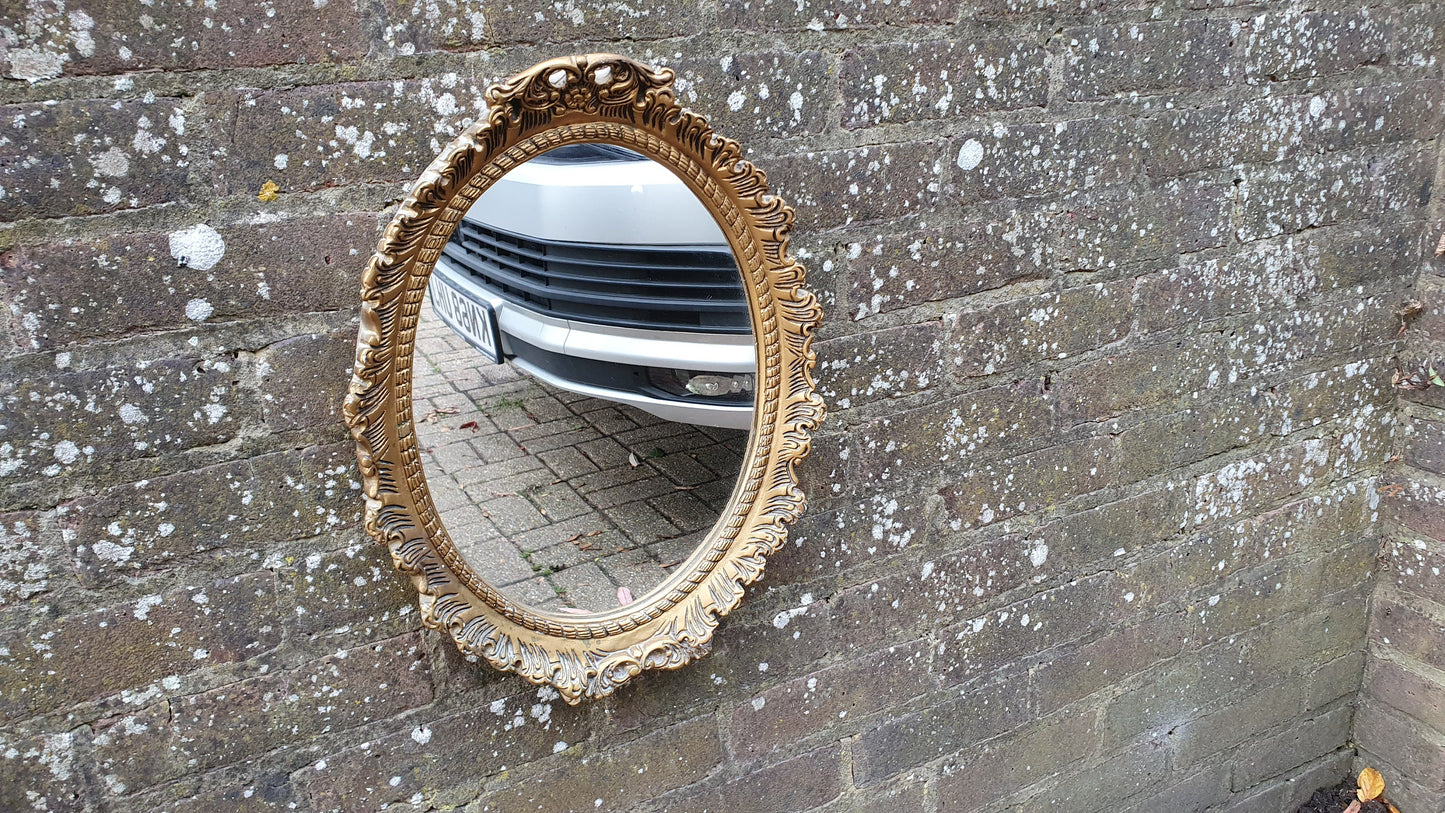 Ornate Plaster and Wire Gold Gilt Decorative Wall Mirror Vintage Retro 70’s
