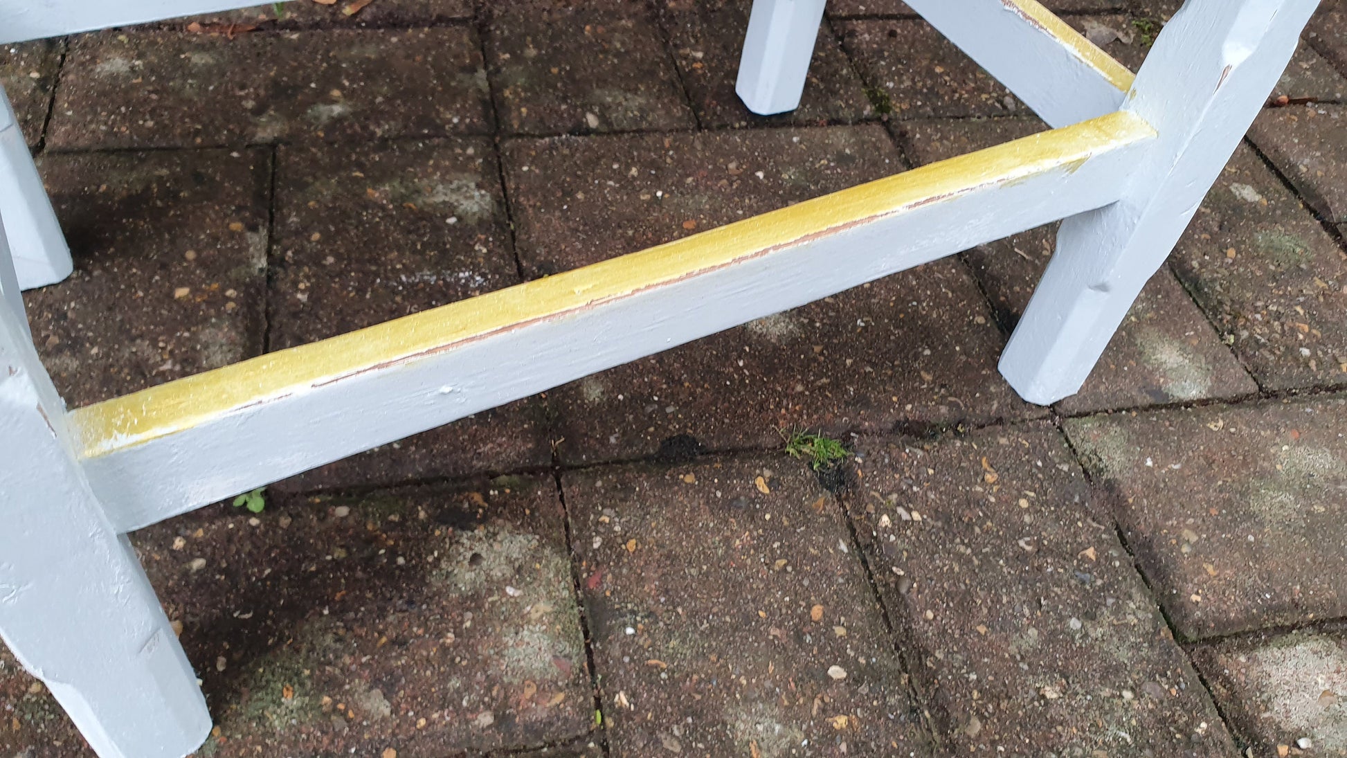 Vintage Early 20th Century Coffee Side Table in Farrow and Ball ‘Borrowed Light’ Duck Egg with Gold Highlights Hand Painted Bespoke Unique.