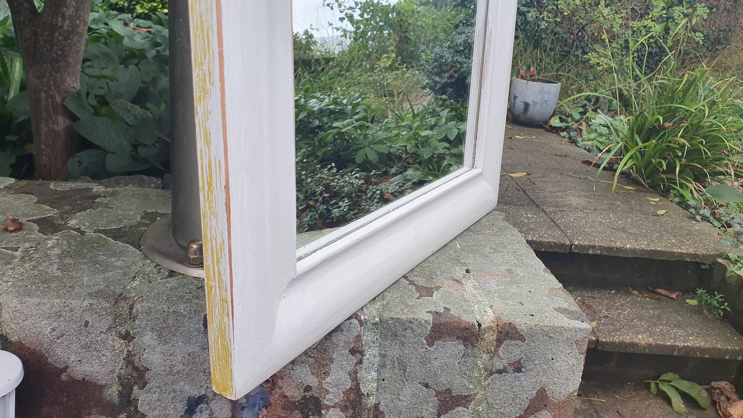 Vintage Painted Mirror in Farrow and Ball in ‘Ammonite’ Light Grey with Gold Highlights Hand Painted Bespoke Unique.