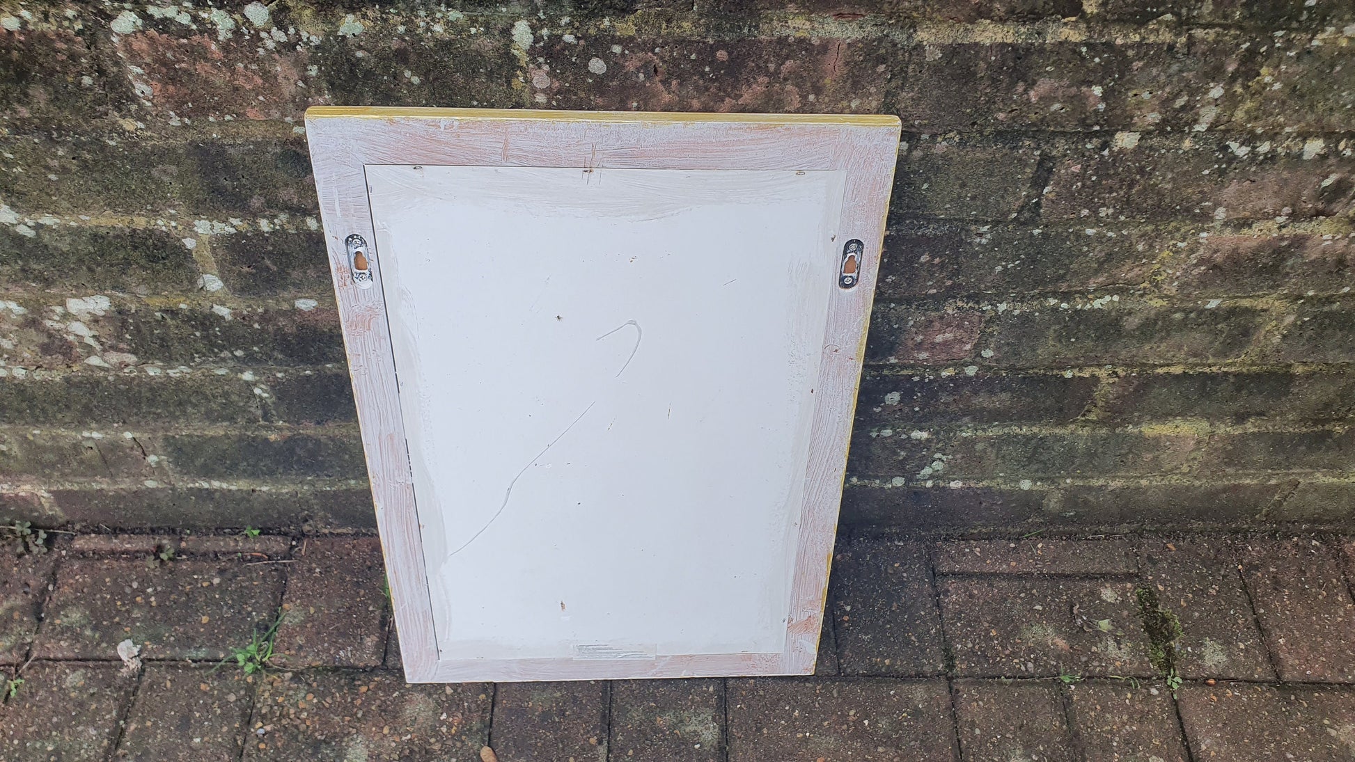 Vintage Painted Mirror in Farrow and Ball in ‘Ammonite’ Light Grey with Gold Highlights Hand Painted Bespoke Unique.
