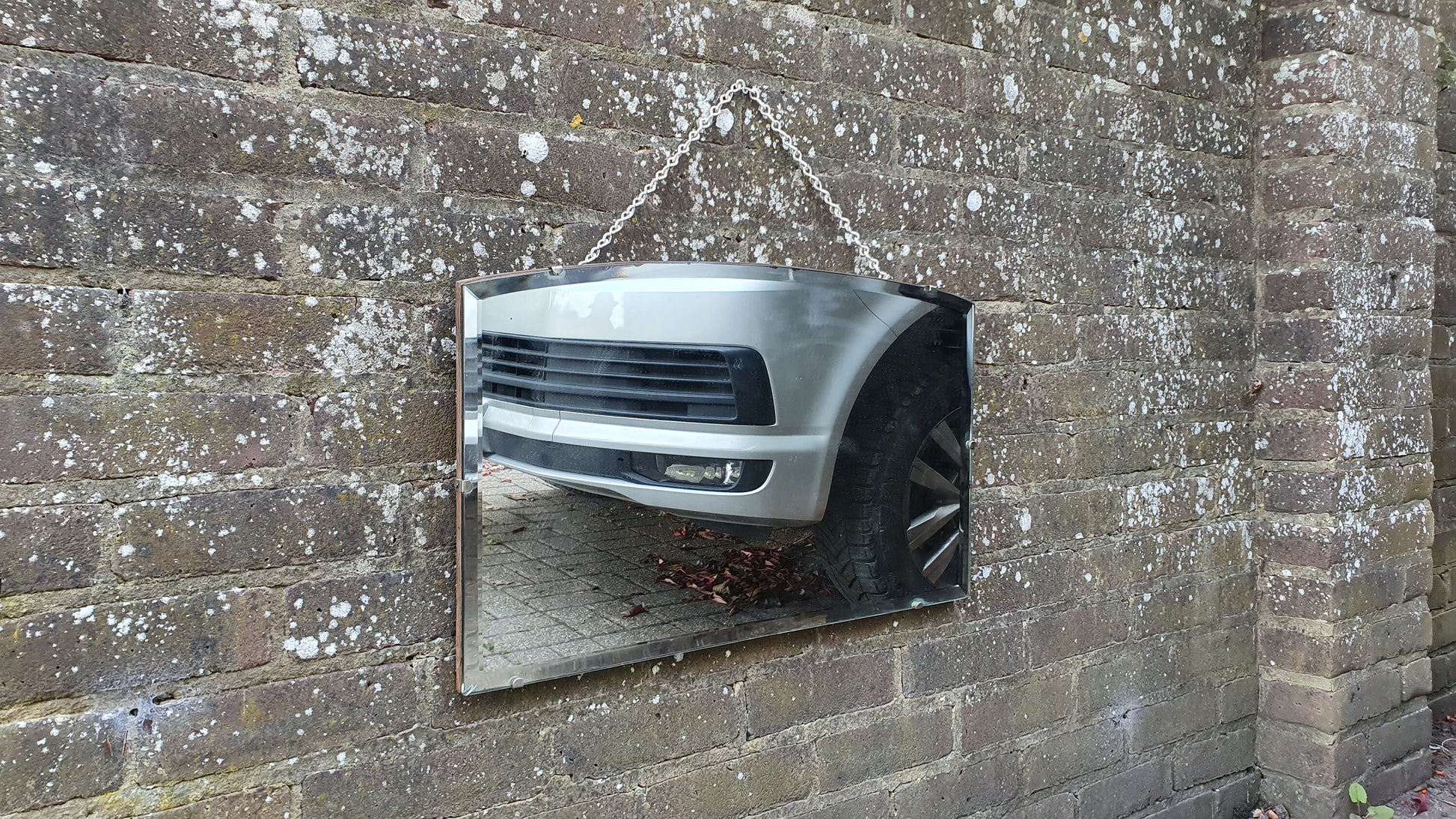 Vintage Shaped Retro Frameless Bevelled Wall Mirror Chrome Frameless.