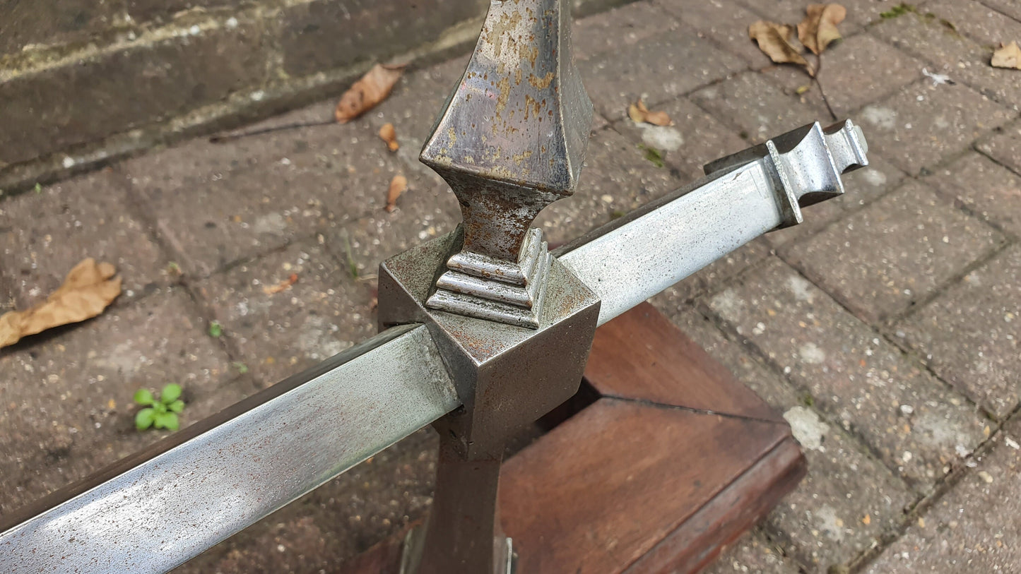 Large Vintage Chrome and Hardwood Fender Mid-European Gothic Arts and Crafts Art Nouveau Deco