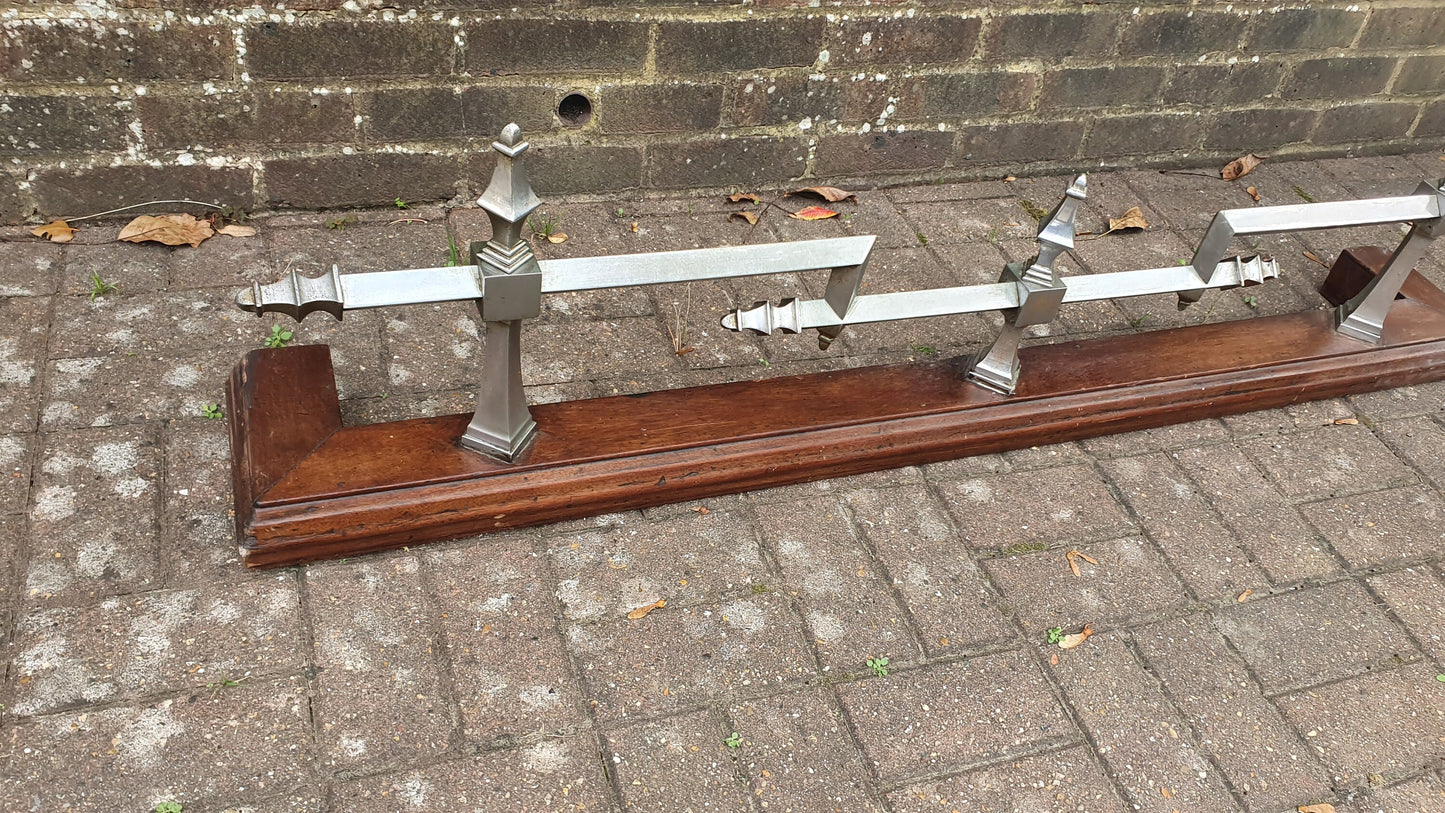 Large Vintage Chrome and Hardwood Fender Mid-European Gothic Arts and Crafts Art Nouveau Deco