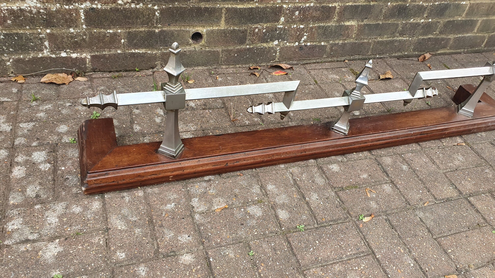 Large Vintage Chrome and Hardwood Fender Mid-European Gothic Arts and Crafts Art Nouveau Deco