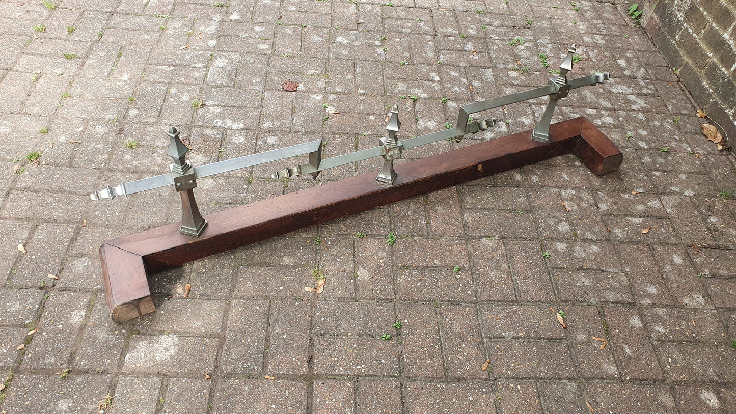 Large Vintage Chrome and Hardwood Fender Mid-European Gothic Arts and Crafts Art Nouveau Deco