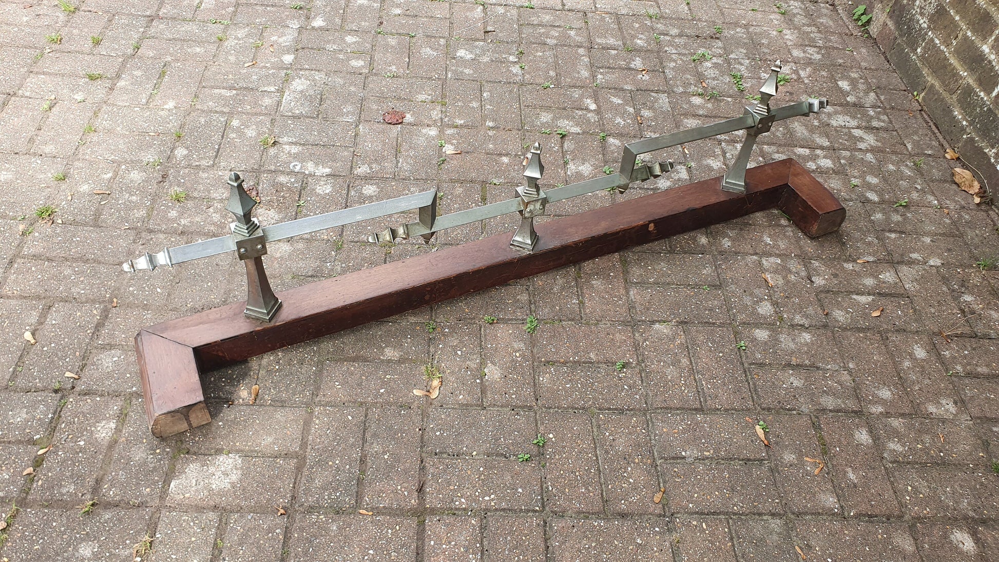 Large Vintage Chrome and Hardwood Fender Mid-European Gothic Arts and Crafts Art Nouveau Deco